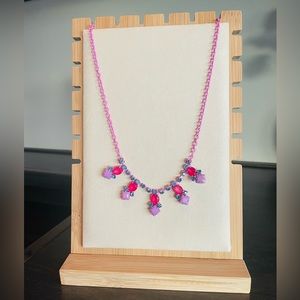Girls Necklace, Pink/Purple, Approx 22 in